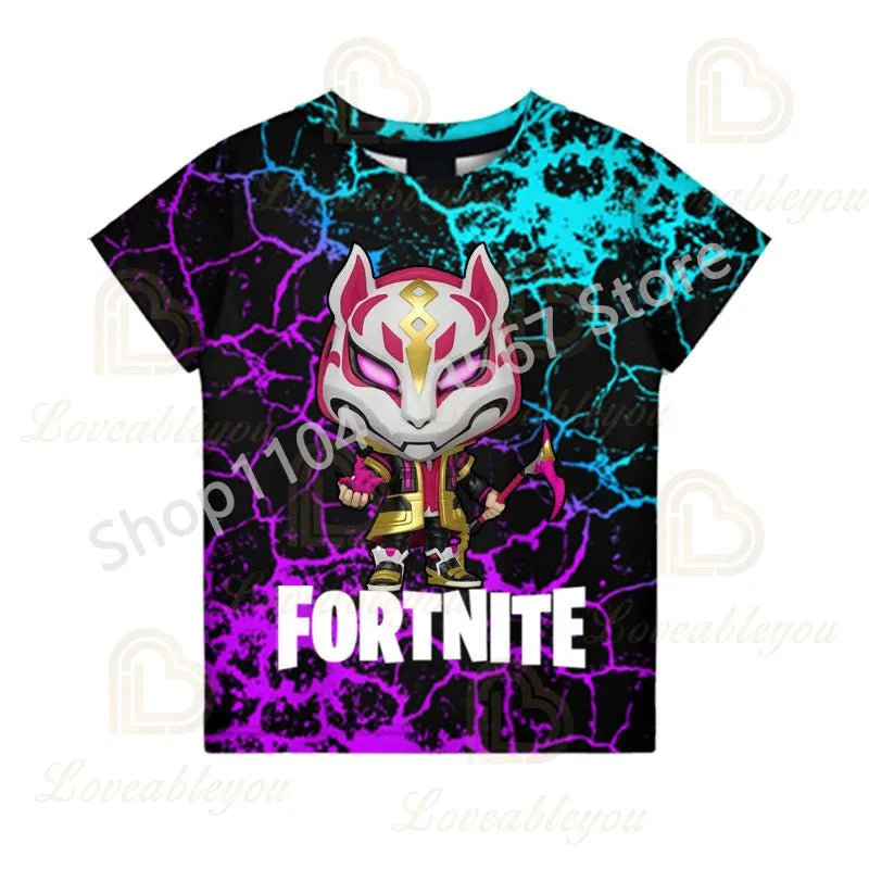 Youth F-Fortnited T-shirt Battle Game Adults Short Sleeve Summer Tees for Teen Boys and Girls