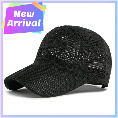 Sommerliche, glänzende Baseballkappe mit durchbrochenem Strickmuster für Damen, Outdoor-Sonnenhut, atmungsaktiv, figurschmeichelnd, vielseitig einsetzbar