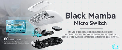 Mouse gaming wireless leggero ATTACK SHARK X3, 49g, tri-mode, sensore PAW3395 da 26K DPI, autonomia di 200h, 5 pulsanti programmabili