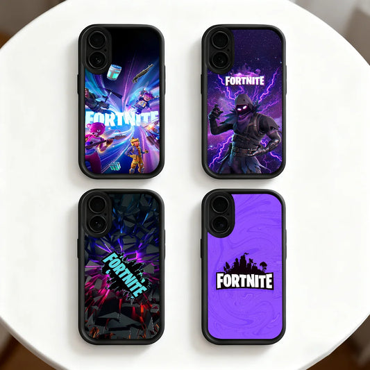 Capa para telemóvel Game F-Fortnite Survival para iPhone 11 12 13 14 15 16 17 Max Pro Plus Air Mini, capa macia preta com proteção da lente