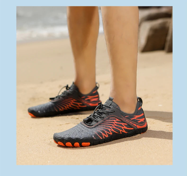 Men's Water Shoes and Women's Beach Barefoot Aqua Shoes, Quick-Dry Swimming, Wading Sports Sneakers for Upstream Boating, Fishing, Surfing