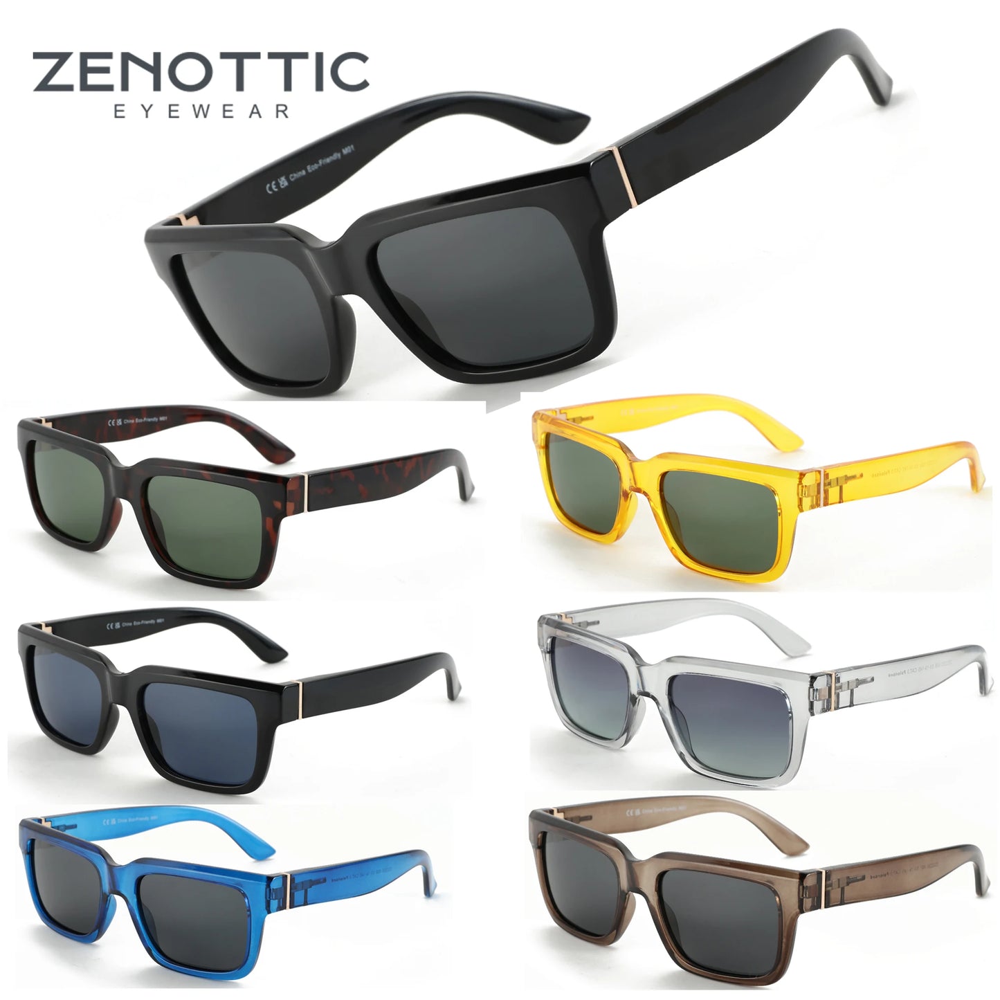 ZENOTTIC 2026 New Fashion Square Polarized Sunglasses Women Men UV400 Protection Shade Rectangle Sun Glasses