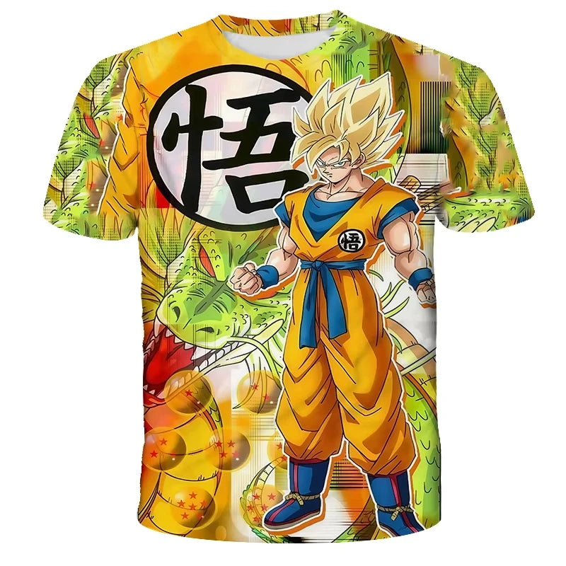 2026 Summer Dragon Ball T Shirt Kids Tops Tee Anime Figures Son Goku Super Saiyan T-shirt Boys T-shirts Children Short Sleeve