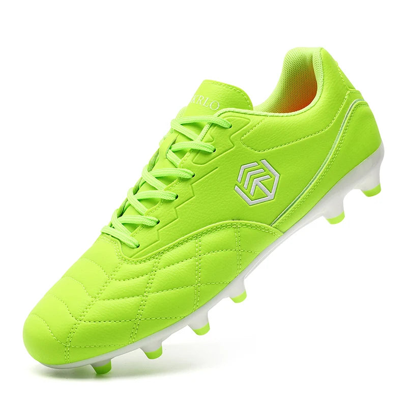 Chuteiras de futebol para homem com pitões longos, para exterior e treino, tamanhos grandes, preto e branco, para adolescentes