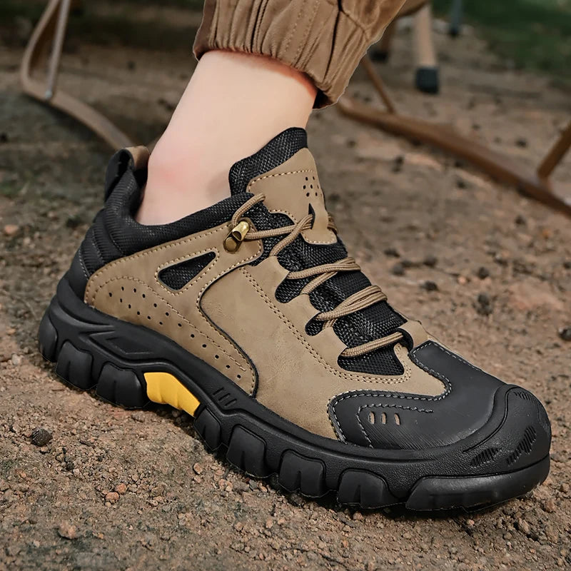 HIKEUP Comfortable Men Trekking Sneakers Male Shoes Waterproof Rubber Sole High Quality Hiking Shoes Wear-Resistant Non-Slip