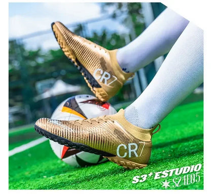 Scarpe da calcio per bambini antiurto sulla punta, chiusura con lacci, tacchetti corti antiscivolo, resistenti all’usura e traspiranti, per partite su erba all’aperto