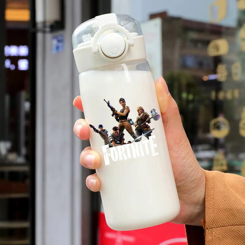 Bicchiere con cannuccia Fortnite da 400ML e 18CM per adulti, ragazzi e ragazze, graziosa tazza per acqua con motivo cartoon per studenti, bottiglia d’acqua resistente agli urti, portatile, idea regalo