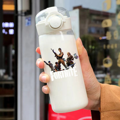 Bicchiere con cannuccia Fortnite da 400ML e 18CM per adulti, ragazzi e ragazze, graziosa tazza per acqua con motivo cartoon per studenti, bottiglia d’acqua resistente agli urti, portatile, idea regalo