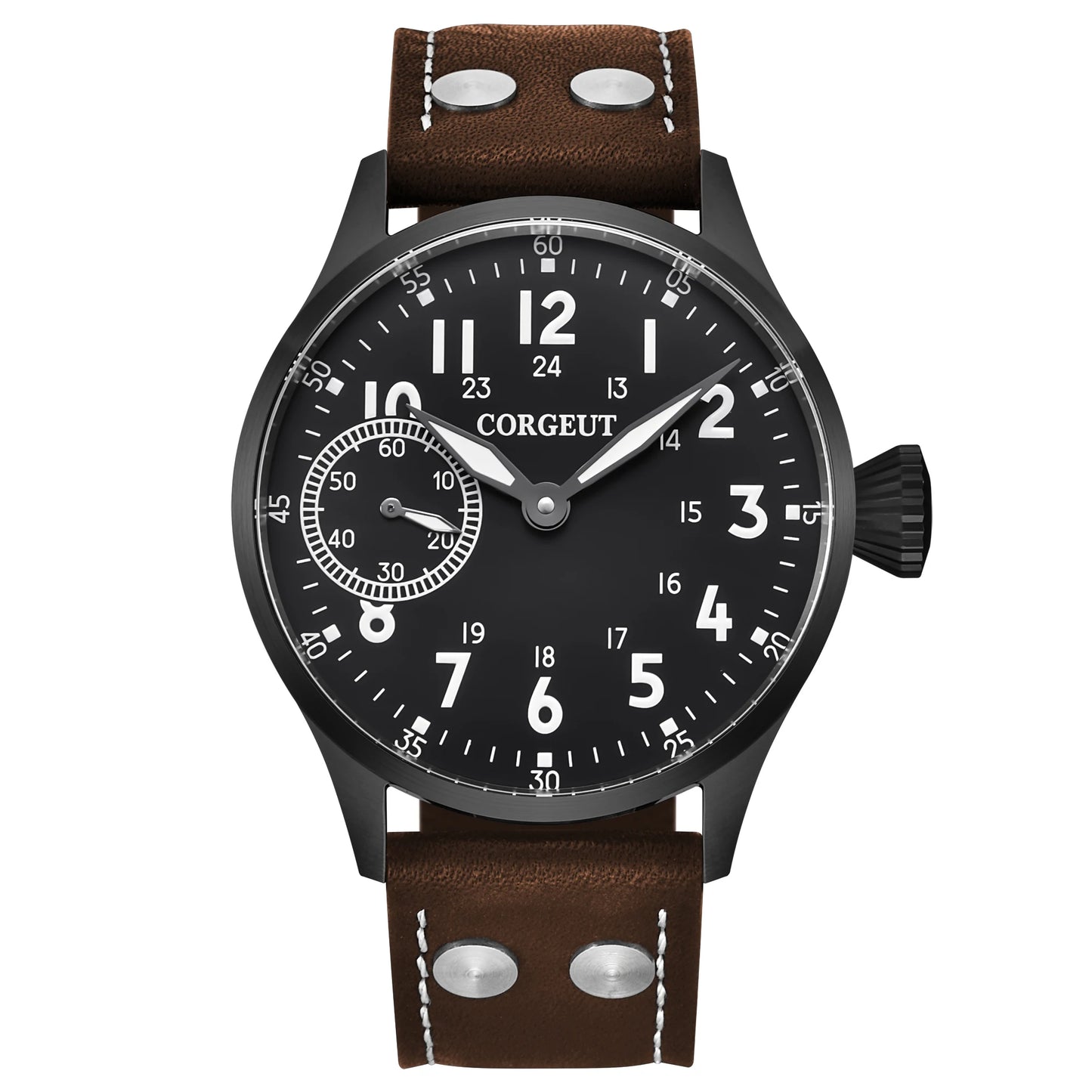 Corgeut Seagull ST3600 17 Jewelry 44mm Mechanical Watch Hand Wound Sapphire waterproof Watch Sports Leather Luxury 6497 Watch