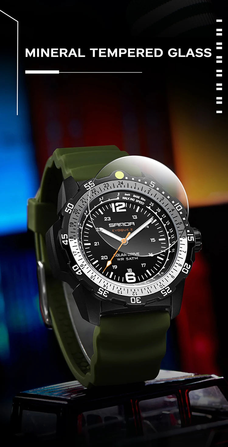 SANDA Luxury Men's Solar-powered Watch Creative Quartz Dial Luminous Hands Waterproof Sport Student Wristwatch Innovative Design