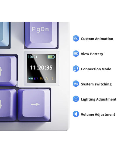 AJAZZ AK820 Tastiera meccanica con layout compatto 70%/illuminazione RGB/switch hot-swappable, con connessione cablata, wireless e Bluetooth