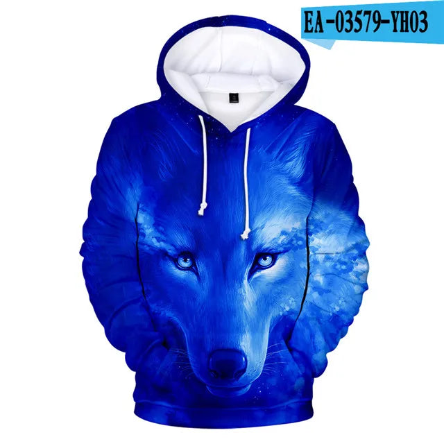 Cool Space Galaxy Wolf Hoodie Hoodies Men Bright Wolf Fashion Handsome Wolf Hoddies Spring Autumn Pullovers Sweatshirts Sweat