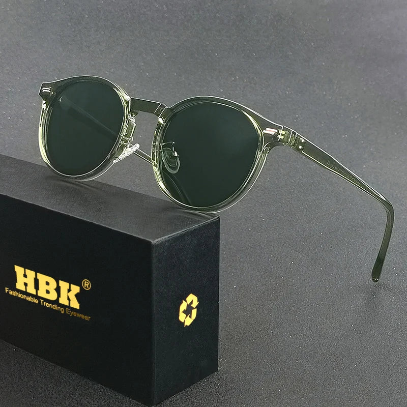 HBK Fashion polarizované sluneční brýle pro muže, kulatý rám TR90, módní sluneční brýle pro ženy, na řízení, sportovní, UV400, Lunette De Soleil Homme