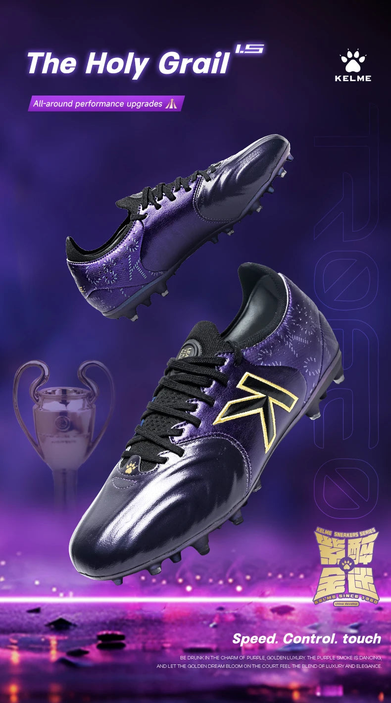 Chaussures de football Kelme en cuir de kangourou Mg - Chaussures de sport professionnelles pour le football - Chaussures de football d'extérieur antidérapantes