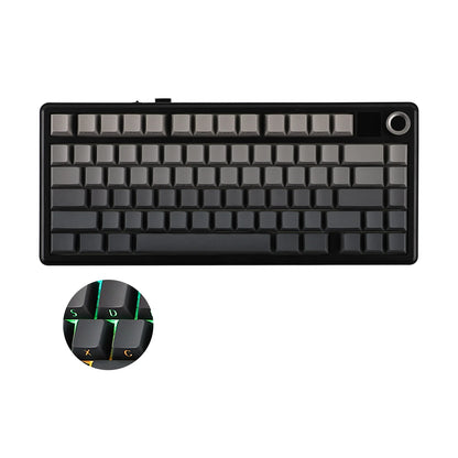 EPOMAKER X AULA F75 MAX kompakte mechanische Tastatur im 75-%-ANSI-Layout, kabelgebunden/Bluetooth/2.4GHz kabellos, mit TFT-Bildschirm und Drehregler