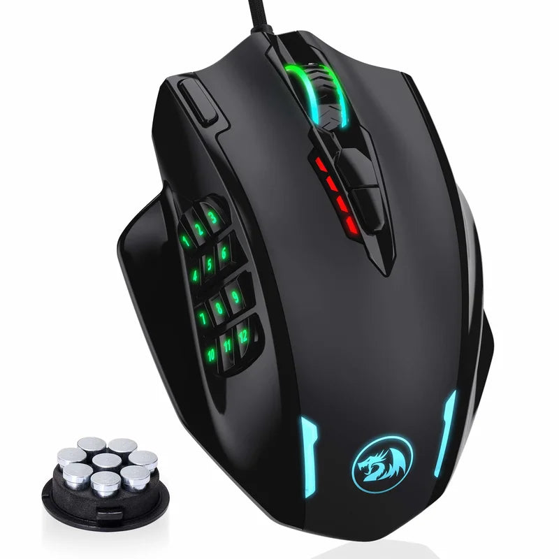Mouse Gaming Cablato USB Redragon M908 con Retroilluminazione LED RGB, 18 Pulsanti Programmabili, 12400 DPI