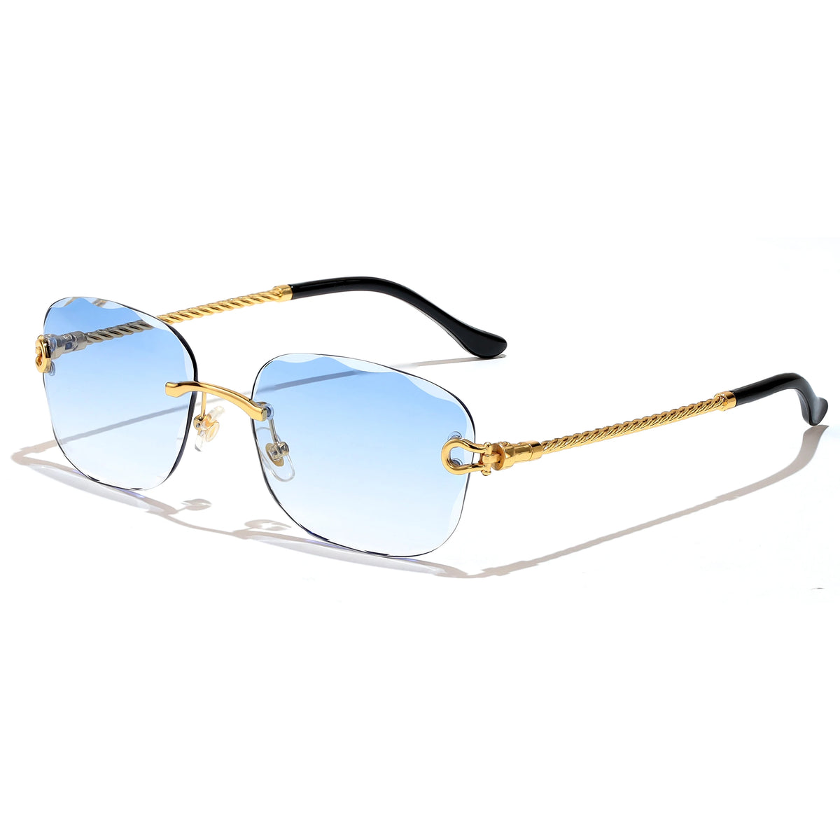 Lunettes de soleil métalliques sans monture HBK pour homme, lunettes de soleil « Wave Cutting » pour femme, lunettes de voyage et de shopping, lunettes de vue UV400, style estival