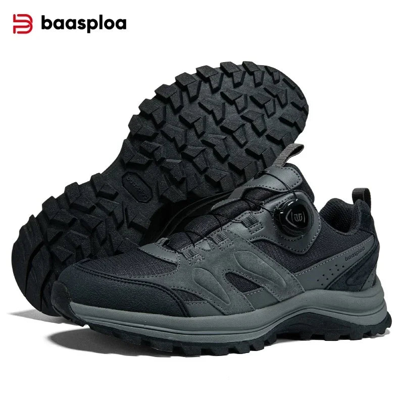 Baasploa Men's Hiking Shoes Non-Slip Wear-Resistant Outdoor Climbing Walking Shoes Comfort Inner Cotton Outdoor Sneakers