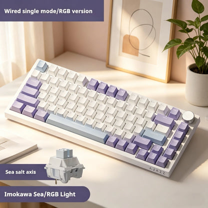AJAZZ AK820 75% kabelgebundene mechanische Tastatur: Hot-Swap-fähig, RGB-/Weiß-/Eisblau-Hintergrundbeleuchtung, Steuerung per Lautstärkeregler | Für Büro & Gaming