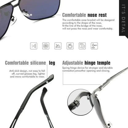 Huippulaatuiset alumiini-magnesium-neliönmuotoiset polarisoidut fotokromaattiset aurinkolasit miehille – sotilas-, turva- ja ajolasit Oculos De Sol Masculino