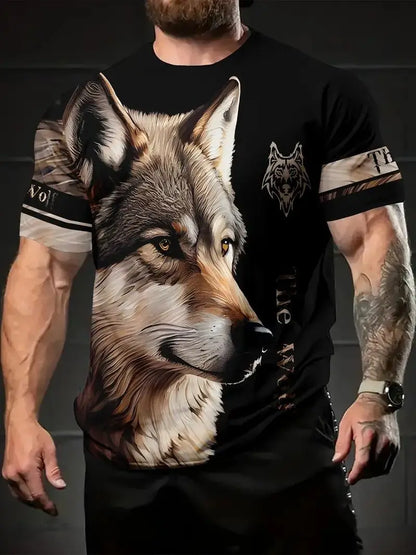 Summer Wolf Animal 3D Print T-Shirts Men Women Hip-hop Short Sleeve T Shirt Casual Oversized Harajuku Y2K Tops Tees Men Clothing