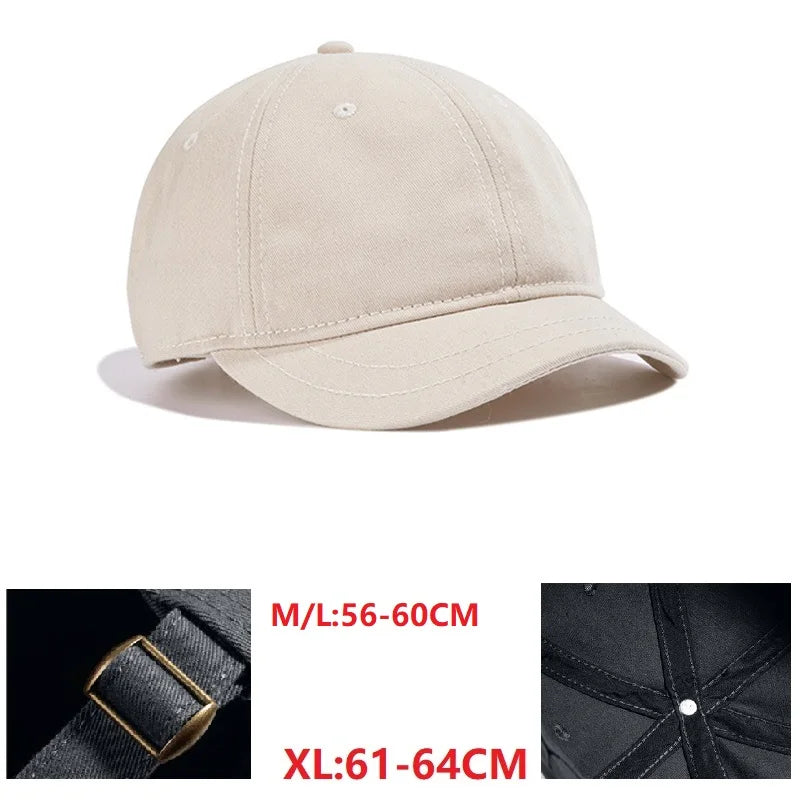 Czapka baseballowa dla mężczyzn z dużym daszkiem, z tyłu zamknięta, z krótkim daszkiem 5 cm, czapki z siateczki dopasowane do głowy, elastyczne czapki z całkowicie zamkniętym tyłem, rozmiary 56–60 cm, 61–65 cm