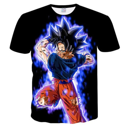 T-shirt Dragon Ball para Criança, Top Tee com Figuras de Anime Son Goku Super Saiyan, T-shirt para Rapaz, Roupa Infantil de Verão de Manga Curta