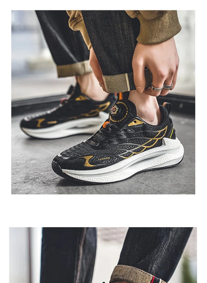Summer Breathable Casual Sports Shoes for Men, New Fashionable and Versatile Breathable Mesh Rotating Buckle Running Shoes Suitable for Outdoor Sports and Daily Wear