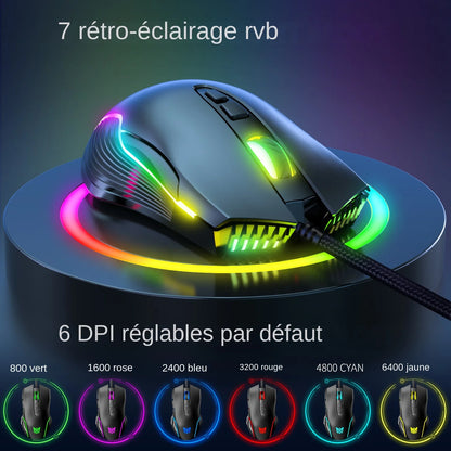 ONIKUMA Wired Gaming Mouse 6400 DPI RGB Gaming Mouse with 7 Programmable Buttons, Ergonomic Wired Gaming Mouse for PC, Laptop & Gaming Setup