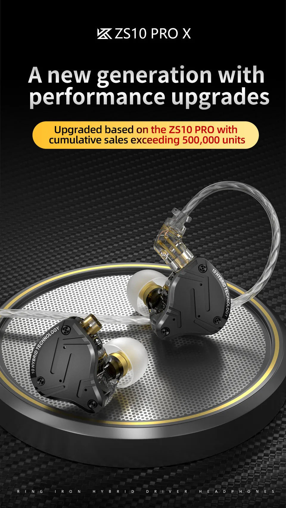 KZ ZS10 PRO X HiFi Hybrid Driver Earphones Metal In-Ear Monitor Headphones with Bass, Detachable Cable, Noise Isolation, and Microphone