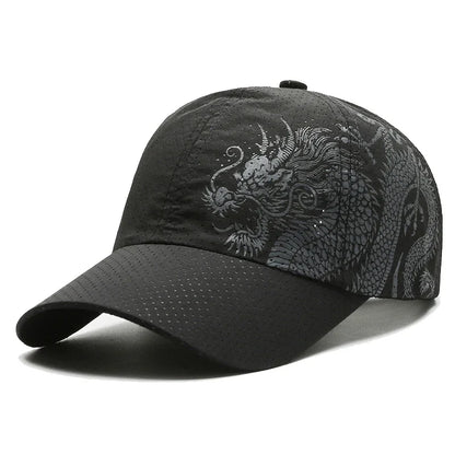 Nova ljetna bejzbolska kapa s kineskim zmajem, brzosušeća s otvorima za zrak, uniseks, za outdoor, ležerne sportske aktivnosti i zaštitu od sunca, trucker stil