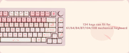 Pink Kitten, Girl MAO Keycap PBT 134 Keys, Customized for 60/84/98/108 Mechanical Keyboard