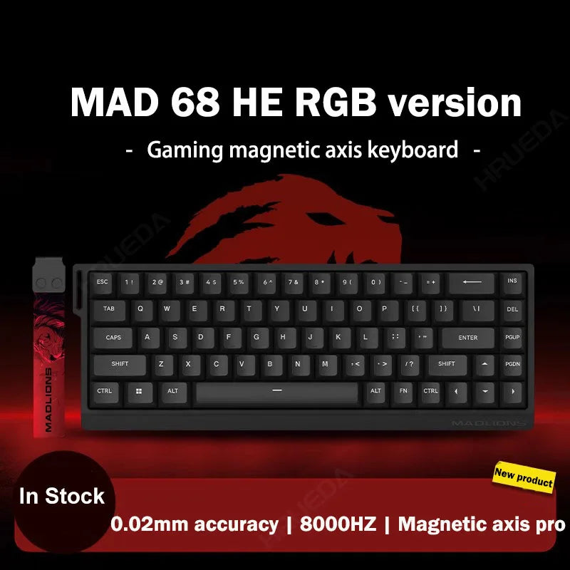 MADLIONS Mad 60he Mad60HE Mad 68HE mechanische Tastatur mit Magnetschaltern, kabelgebunden, Hot-Swap, 8K-Polling-Rate, personalisierte Gaming-Tastatur