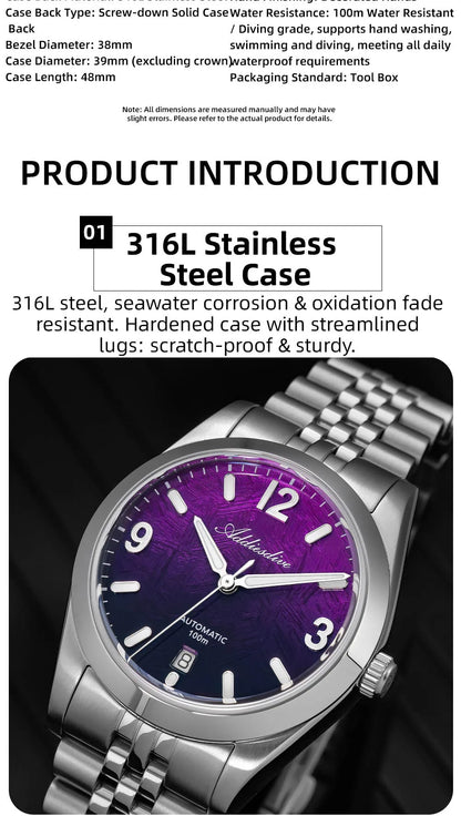 ADDIESDIVE AD2547 BGW9 Super Luminous Men Watch Sapphire Glass 10Bar Waterproof  316L Stainless Steel Automatic Mechanical Watch