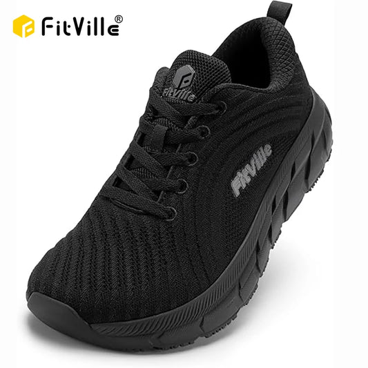 Sapatilhas FitVille para homem com biqueira larga, bem almofadadas, extra largas, antiderrapantes, leves e respiráveis para corrida