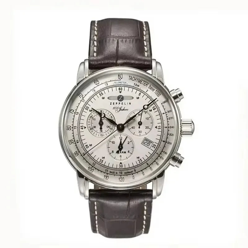 Zeppelin Airship Automatic Date Mens Leather Band Fashion Luxury  Business Casual Men Watches Gift Men's Waterproof Watch