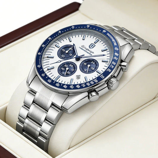Luxury Brand Men Quartz Watch Waterproof Luminous Stainless Steel Men's Watches 24 Hours Chronograph Date Business Watch For Man
