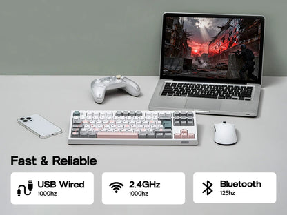 ISO-UK-Layout EPOMAKER TH87 TKL-Layout kabelgebundene/BT/2.4Ghz kabellose mechanische NKRO-Tastatur mit 10000mAh-Akku & RGB-Beleuchtung