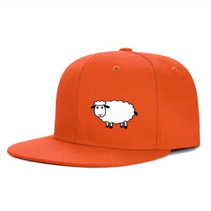 Unisex-Baseballkappe mit verstellbarem Riemen – Streetstyle-Kappe mit flachem Schirm und Schafsmuster – Lässige, vielseitige und personalisierbare Kappe