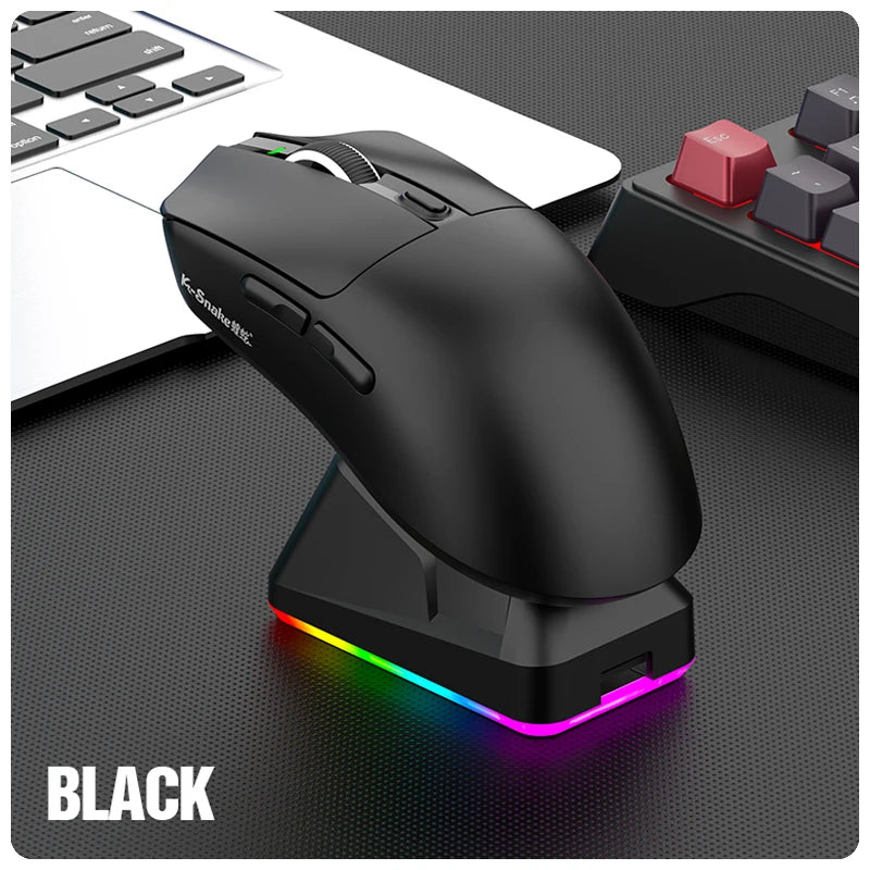 K-Snake X11 Bluetooth Wireless Gaming Mouse, Tri-Mode RGB Rechargeable Mouse with PAW3311 Sensor, 12000 DPI Magnetic Charging Gaming Mouse for PC, Laptop & Office