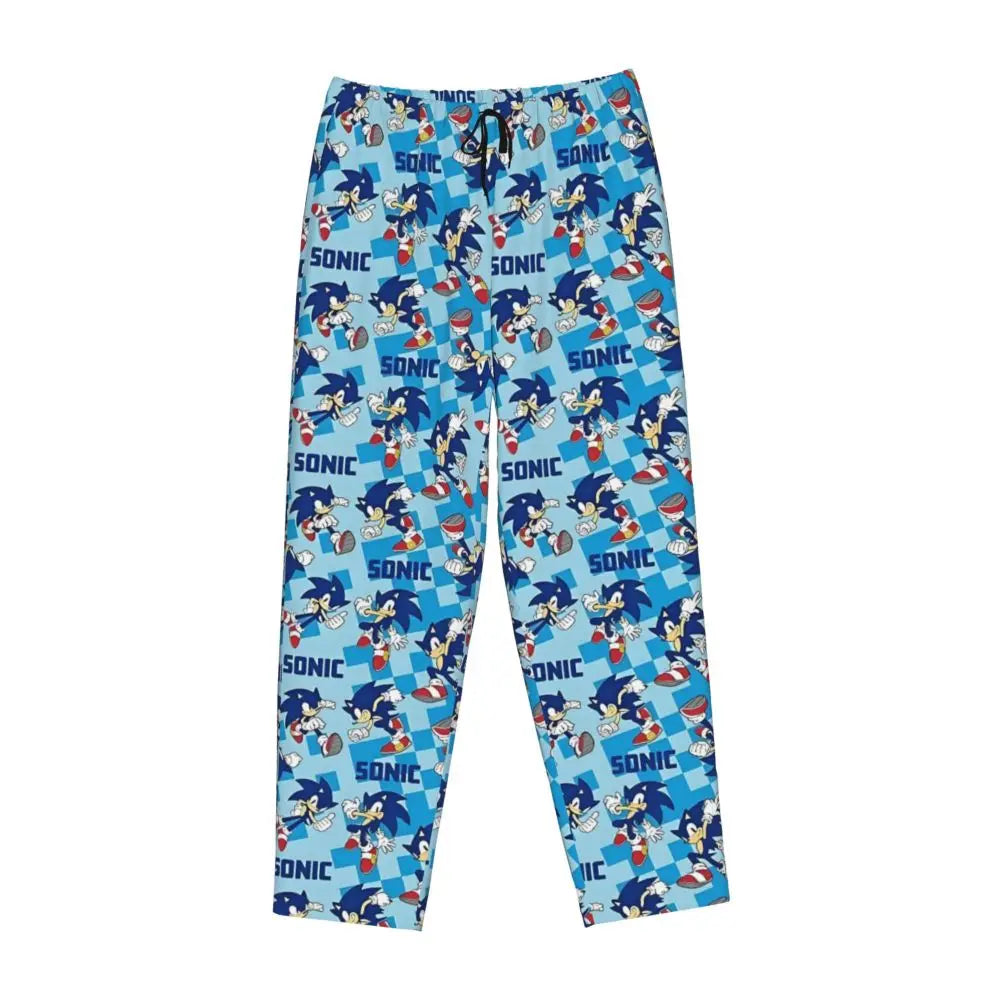 Custom Women Soniced Pajama Pants Printed Hedgehog Game Sleep Sleepwear Bottoms with Pockets