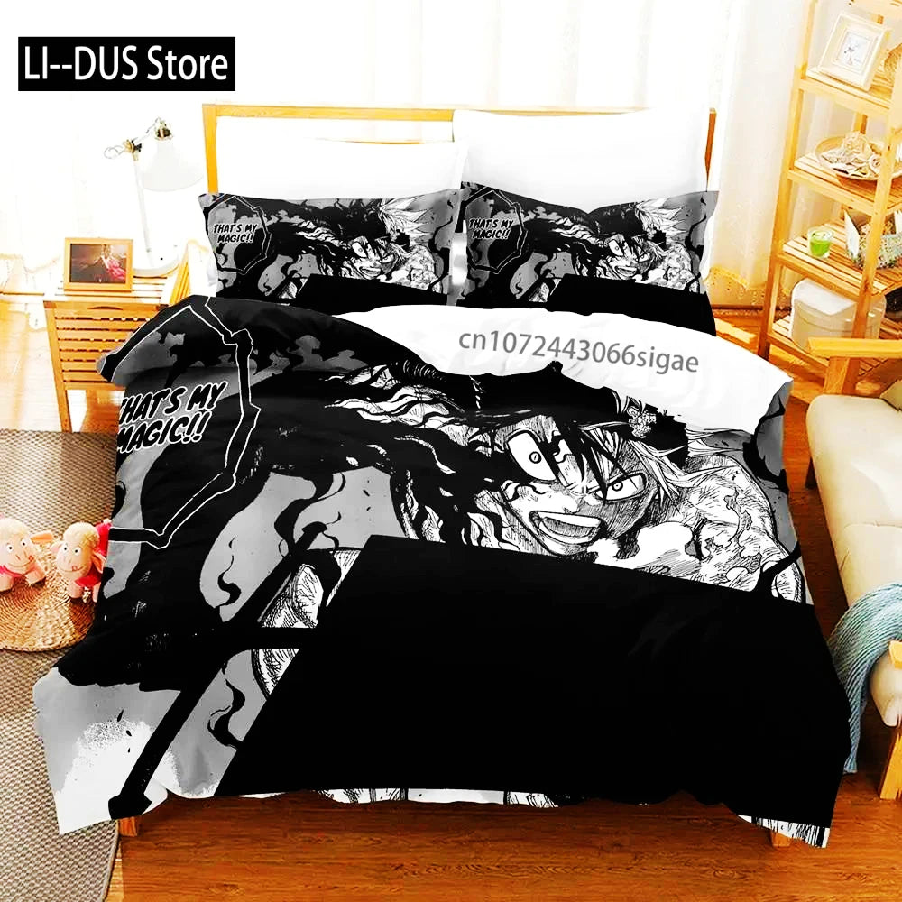 Black Clover Bedding Set Single Double Full Queen King Size Anime Duvet Cover Set For Adults Boys 2024 Quilt Cover Pillowcase