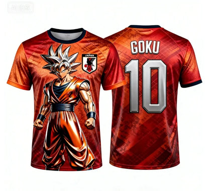 2026 Summer New Adult Men's Dragon Ball Goku 3D Printed Football Jersey T-Shirt Kids Anime T-Shirt Special Football Jersey NO.10
