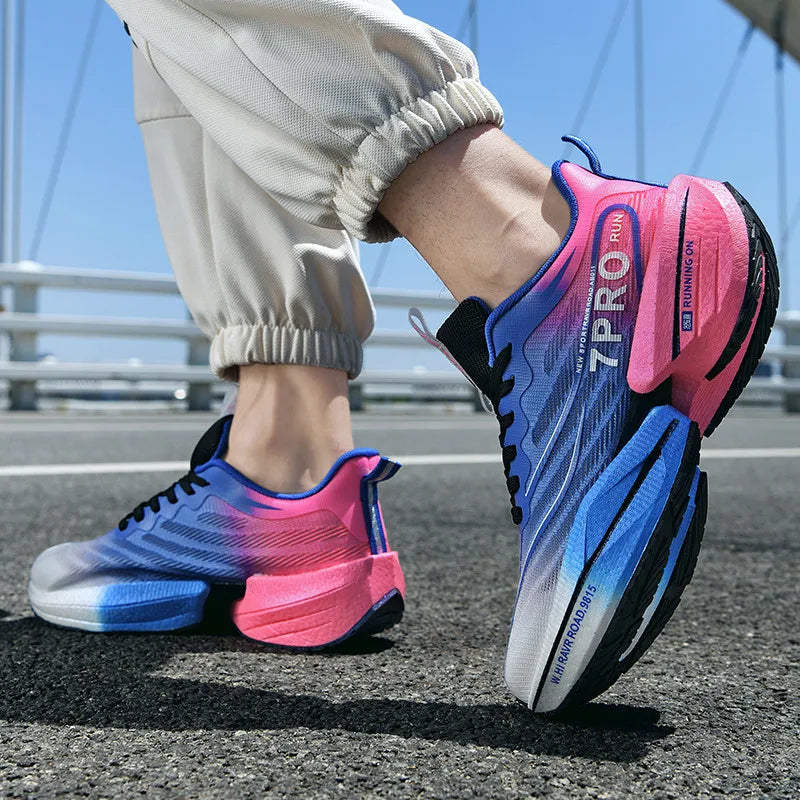 Herr-sneakers med kolplatta, utomhus-sportskor i mesh med mjuk sula, löparskor, lätta, halksäkra, vardagsskor för par, tennisskor