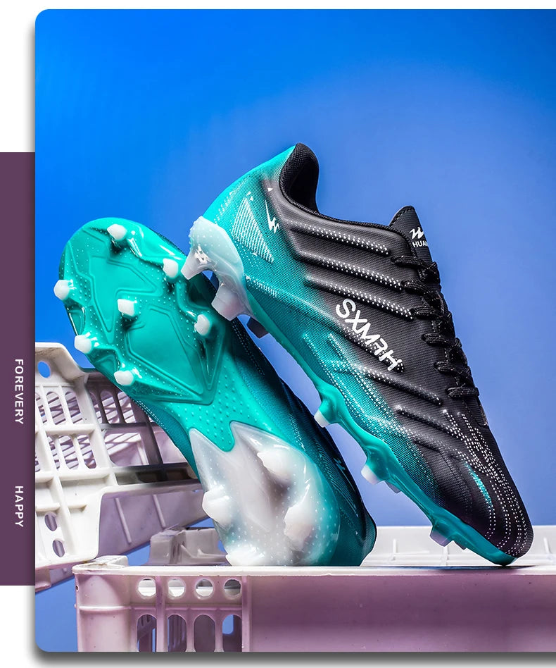 Chaussures de football Double Star Adult Youth AG : crampons antidérapants et résistants pour gazon artificiel et naturel, pour l'entraînement et les matchs, hommes et femmes