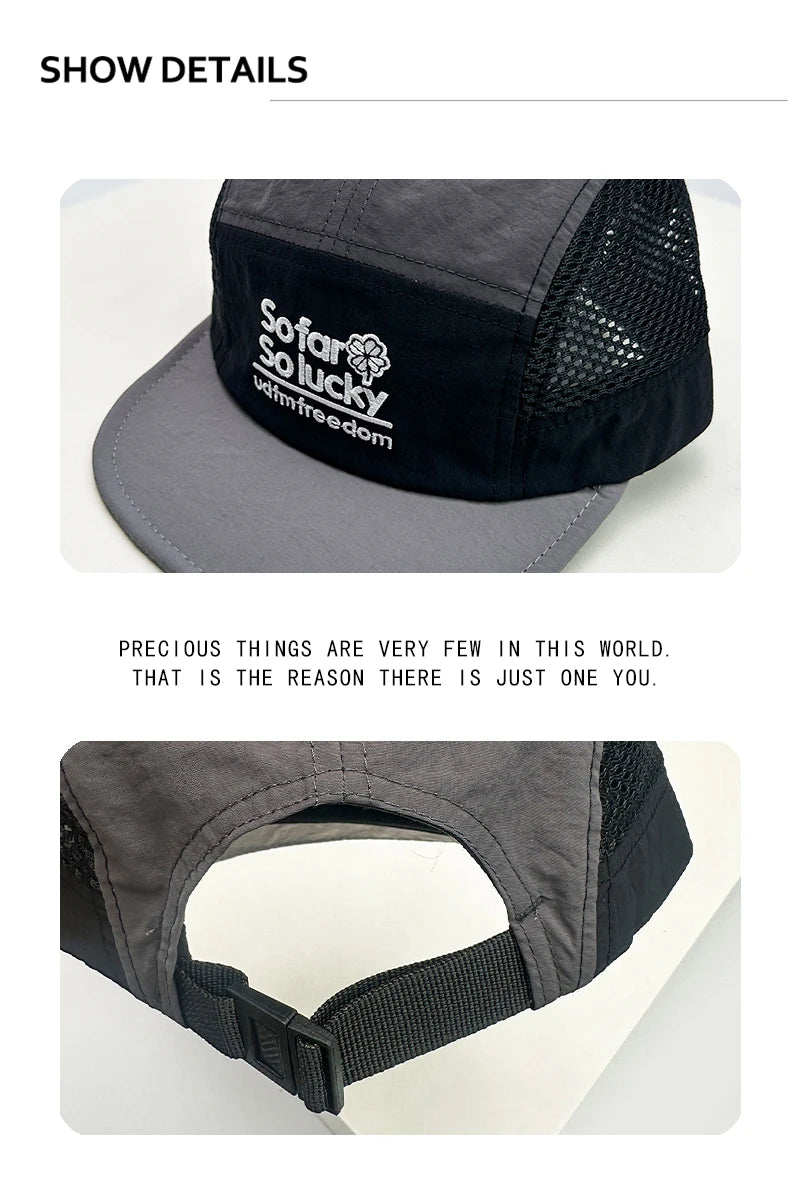 Unisex Flat Eave Embroidered Letters Baseball Hats Breathable Korean Sunshade Quick Drying Peaked Caps Niche Versatile ins