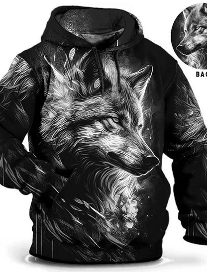 Men's Unisex Hoodie Fashion Pullover Hoodie Sweatshirt Hooded Animal Wolf Lion Dragon Tiger Print Daily 3D Print Casual Hoodies