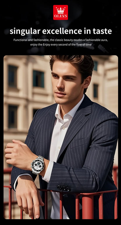 OLEVS 6729 Original Men's Watches Stainless Steel Waterproof Luminous Date Week Moon Phase Automatic Mechanical Watches for Man