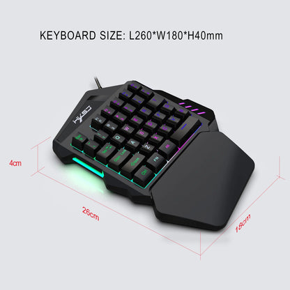 Ergonomic One-Handed Gaming Keyboard, 35-Key Compact Design, RGB Lighting, USB Powered, Thin Film Keys for Enhanced Gaming