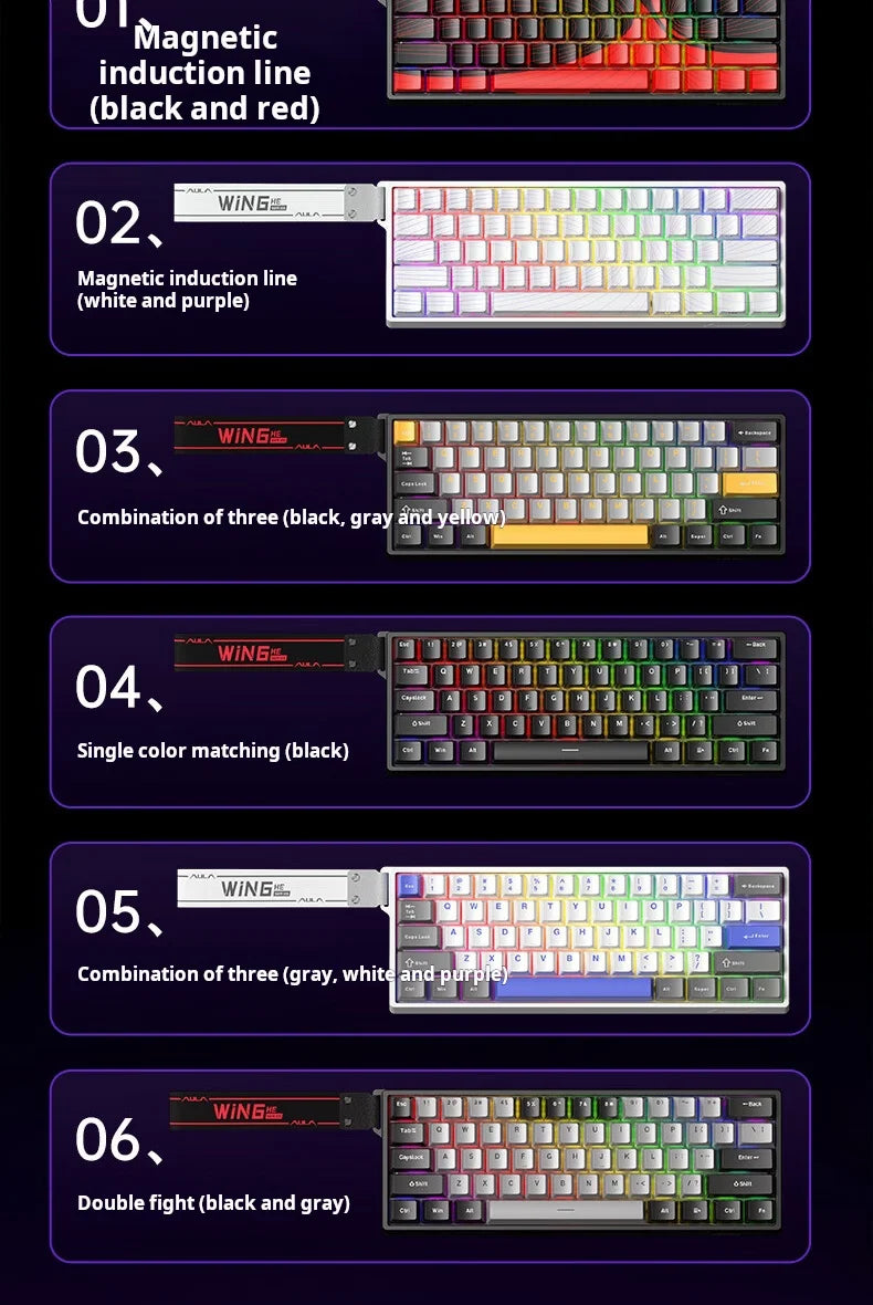 AULA WIN60 HE kabelgebundene Magnetachsen-Tastatur RT Custom mechanische Tastatur für E-Sports-Games mit 8K Polling-Rate